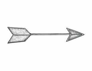 Vintage hand drawn arrow illustration in black and white on a wh
