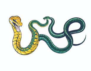 snake, cobra, viper, python in illustration in brush stroke painting