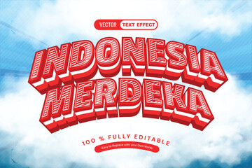 3D Red Indonesia Merdeka Editable Text Effect