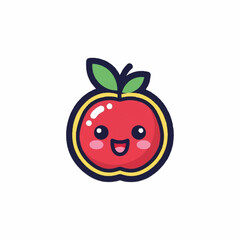Obraz premium Cute Cartoon Apple with Happy Face Illustration.