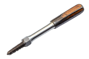 Small insulated screwdriver with glowing orange light isolated on transparent background. Metal screwdriver Isolated on white background.