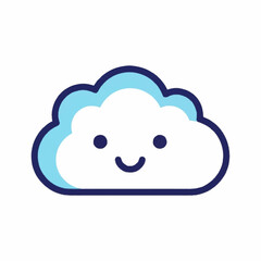 Cute Smiling Cloud Icon Illustration.