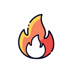 Vibrant cartoon fire flame icon illustration.