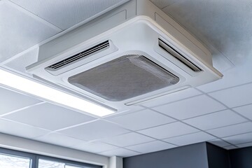Modern air conditioning unit in office ceiling