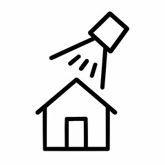 Line icon of a house with spotlight &mdash; featured listing, black on white, square minimalist style