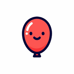 Cute Red Balloon with Happy Face Illustration.