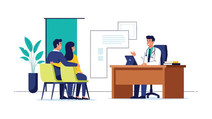 Patient Consultation: In a serene doctor's office setting, a compassionate physician offers guidance, fostering an environment of trust and expertise, and supportive.