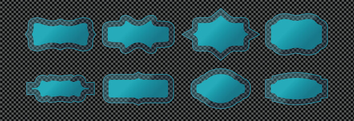 Collection of geometric shapes in blue Vector