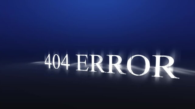 Shaking error 404 text animation with digital glitch effect, 4K video