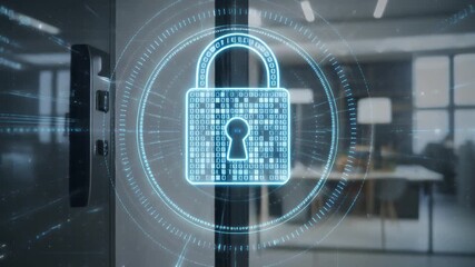 A secure digital data security concept featuring a metallic padlock over binary code representing encrypted business communication and network connection via computer electronic equipment - Powered by Adobe