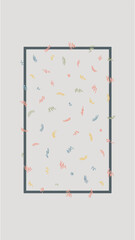 Confetti Canvas: An artistic composition of scattered confetti elements within a framed rectangle, evoking a sense of celebration and minimalist elegance.