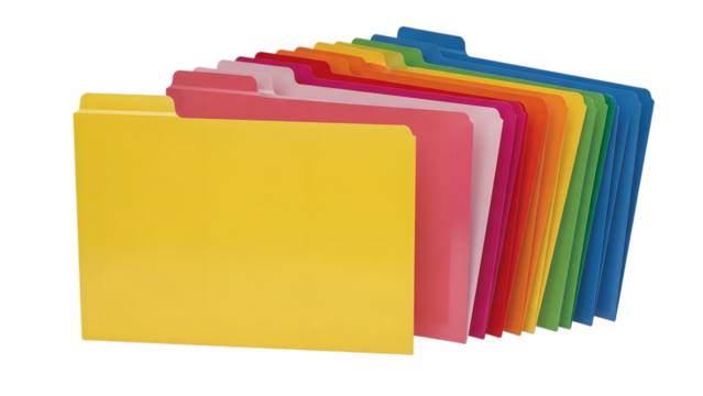 Colorful file folders isolated on a transparent background rainbow office - Powered by Adobe
