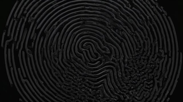 Fingerprint Pattern on Black Background.