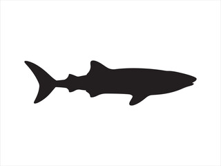 Obraz premium shark silhouette vector, silhouette of a shark vector illustration.