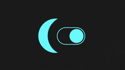Moon icon with toggle switch representing night mode or dark theme activation simple vector graphic for UI design