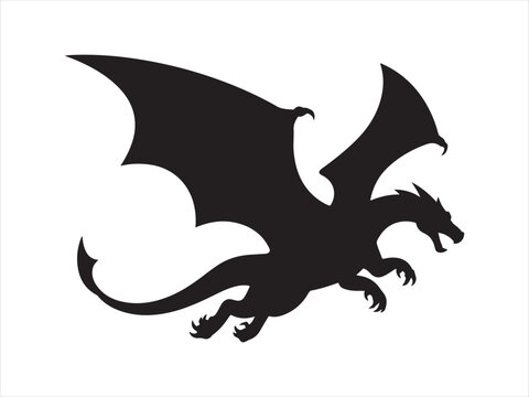 Dragon silhouette. dragon silhouette flying vector icon. Vector of dragon silhouette. Black Dragon silhouette. vector illustration