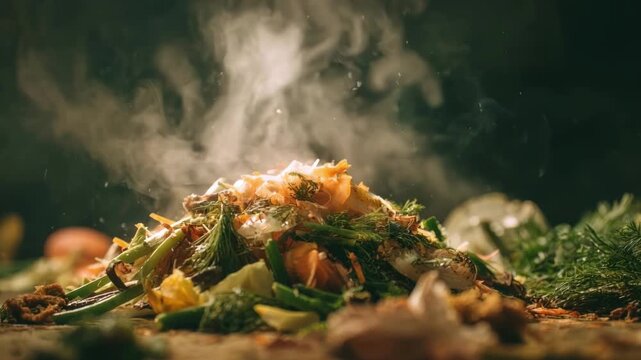 Timelapse of food waste decomposing in a backyard compost bin emphasizing natural transformation process in a domestic environment.
