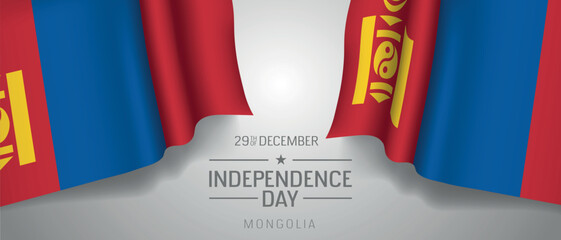 Mongolia happy independence day greeting card, banner with template text vector illustration