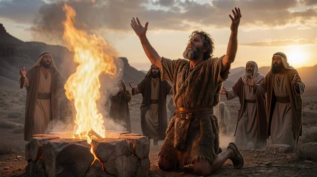 Elijah Calling Down Fire from Heaven, Igniting the Stone Altar
