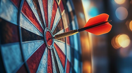 Bullseye hit with dart in professional target board center