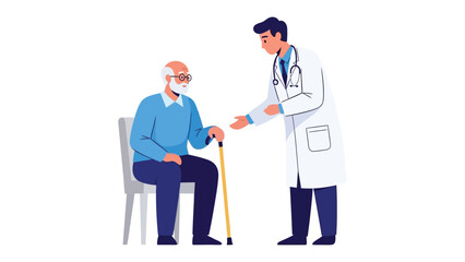 Healthcare Consultation: A compassionate healthcare professional provides support to an elderly patient, promoting wellness and fostering a comforting atmosphere.