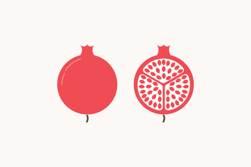 Simple pomegranate fruit icon illustration.
