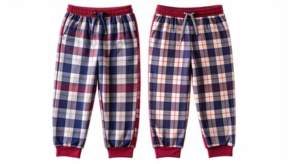 Two plaid joggers, isolated on white background