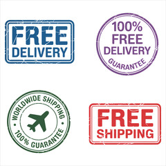 Premium Delivery and Satisfaction Guarantee Stamp Set, Logistics Service Badges