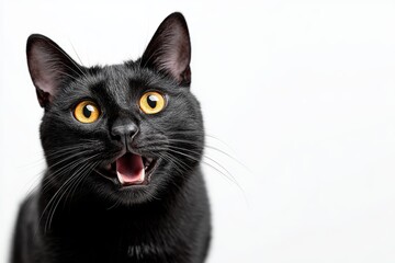 Obraz premium Portrait of a funny bombay cat in white background.