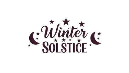 Naklejka premium A winter solstice logo with crescent moons and stars on a white background