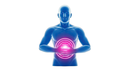 Man Experiencing Abdominal Pain - Medical Illustration