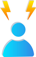 3D Anxiety Stress Icon with Lightning Bolts Isolated on Transparent Background