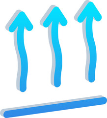 3D Air Flow Direction Icon Isolated on Transparent Background