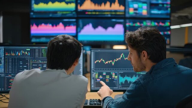 Medium shot of a business analyst examining supply chain vulnerabilities caused by climate disruptions using charts and graphs