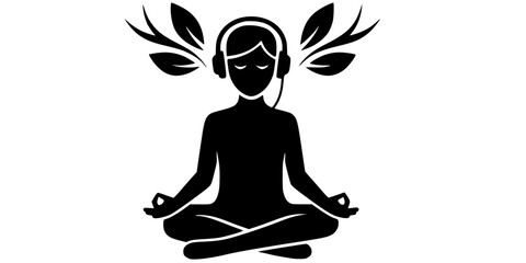Wellness Mindfulness Meditation Podcast Vector Silhouette