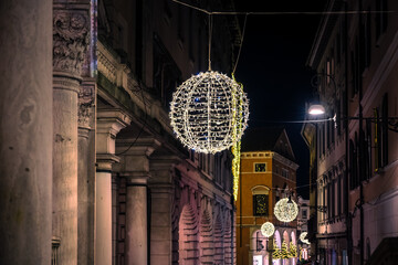 Udine. A magical Christmas atmosphere bathed in lights.