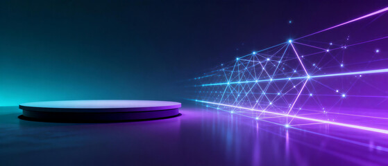 Digital platform with neon lines