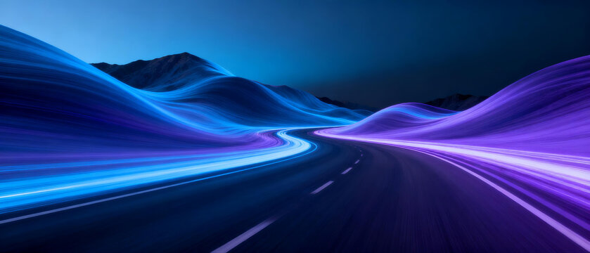 Glowing road at night