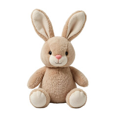 Obraz premium Plush brown Easter bunny toy sitting isolated on a transparent background