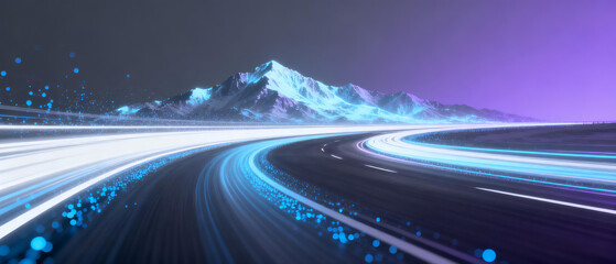 Scenic road with mountain backdrop