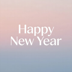Happy New Year greeting text on soft pastel gradient background.
