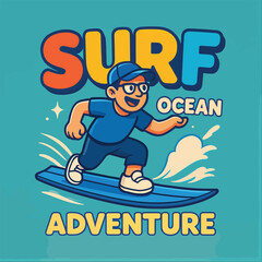 Surf Ocean Adventure Surfer Boy Graphic Tee