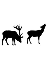 Obraz premium A set of deer art, deer animal vector art design, deer howling vector illustration