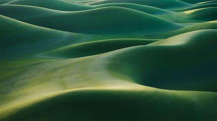 Abstract Aerial Landscape of Rolling Green Hills with Flowing Layered Contours