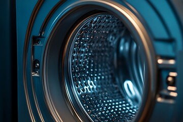 Close-up of a modern washing machine drum interior