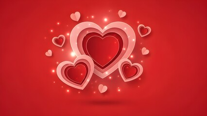 Valentine s day background with heart shapes and sparkles