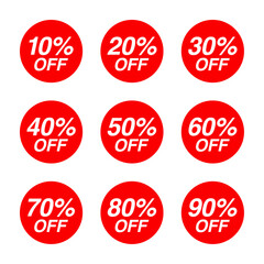 Red discount label set