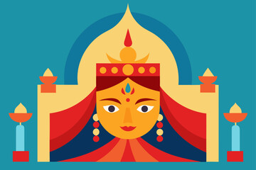 Stylized goddess illustration for indian festival celebration