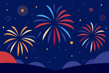 Colorful fireworks display in night sky illustration
