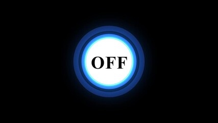 Off Button Icon Animation on Black Background, Looping Circular UI Control with Glowing Pulse Ring for Power, Play, Launch, Activation, App, Game - Powered by Adobe